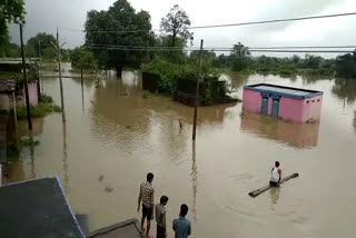 Rain-drenched village