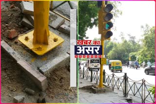 etv bharat impactTraffic lights fixed in Janakpuri