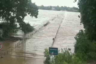 The bridge built on the Indore-Ichhapur highway was submerged