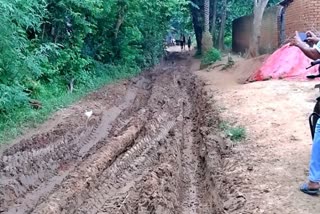 Bad condition of road in godda