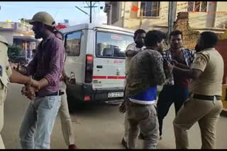 Hassan police lathi  charge