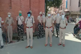 Strong security arrangements in Amritsar by the police in connection with the Punjab bandh of SFJ
