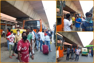 Adherence to social distance is not following at bus stop in Delhi