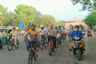 Cycle rally organised in Model town to make people aware to be healthy in Corona period in Delhi