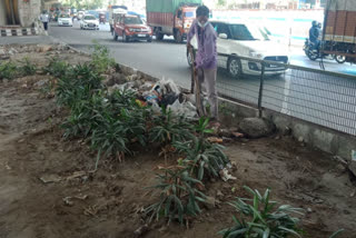 People throw garbage under flyover of outer ring road of Meera Bagh