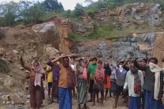 villagers sit on strike against stone blasting in khurdha