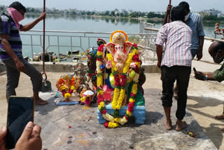 ganesh immersion at saroornagar lake