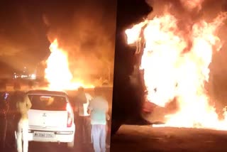Narrow escape for 17 passengers as Private bus catches fire near Bidar