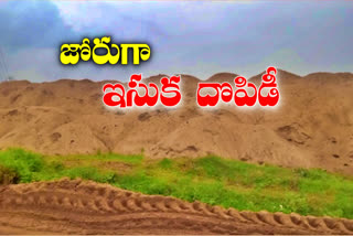 illigally Heavy sand mining at Godavari in manuguru