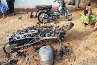 Two bikes burnt in an attack by unidentified individuals at jarasangam in sangareddy district