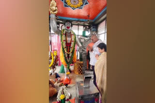 former minister Achennaidu visited Hanuman Junction temple in krishna district