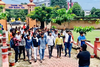 NSUI activists protest against arbitrariness of private school