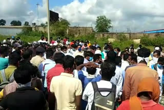 Employees of Bastar NMDC Steel Plant protested