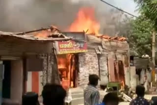 Fire broken out in peanut godown in Nandnagri of North East Delhi