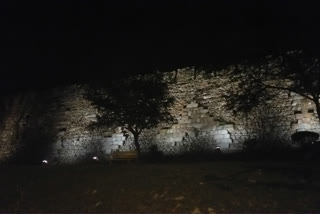 Ancient Tughlaqabad Fort of delhi decorated with beautiful lights