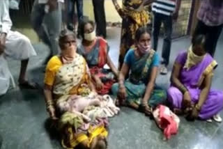 Relatives protested in front of the hospital that their baby has died due to doctors neglegency in karimanagar district