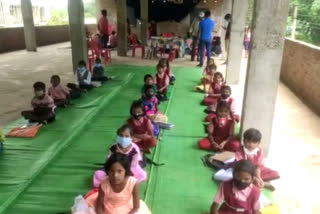 Teaching children in a private school in surajpur