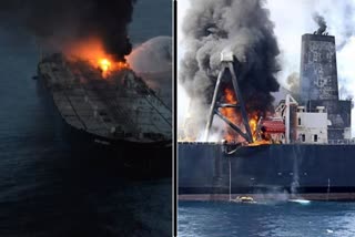 Ship catches fire