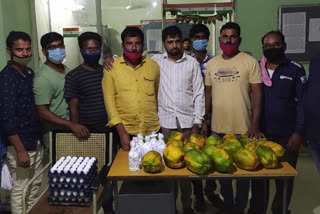 Ganjal Toll Plaza Staff Distributes Fruits For toll plaza Corona Patients  in Nirmal District