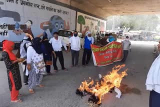 removed PTI teachers burnt effigy of education minister in palwal