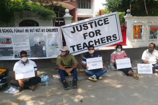 The Indian School teacher's protest outside the school