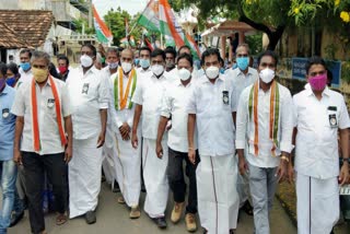 Procession on behalf of DMK-Congress alliance parties in memory of late MP Vasantha Kumar