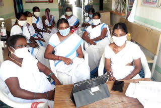 teleconference with anms and asha valaunnteers in nagarama mandal