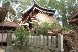 second powerful typhoon to slam Japan in a week damaged buildings