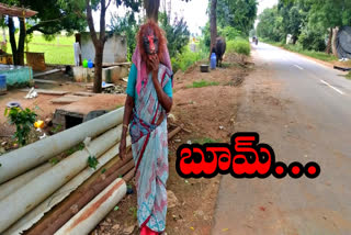 monkies fear with devil mask in kurnool