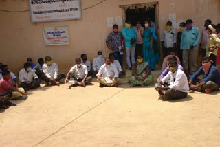 sriramulapally sarpanch protest against mptc as he occupied school land