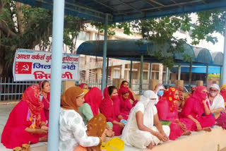 asha workers protest in bhiwani