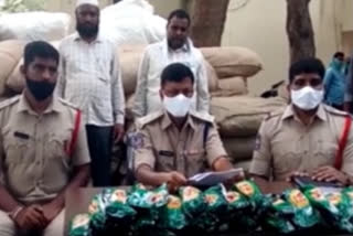 illegal storage of gutka and ration rice has seized by rebbena police in kumuram bheem district