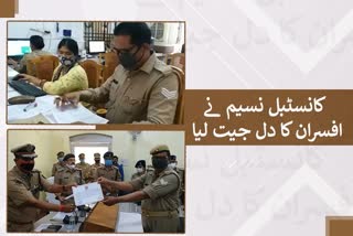 police officers are praising the work of constable naseem khan in barabanki