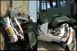 army-vehicle-and-bolero-camp, bolero-camp-collide, 4-killed-in-accident, accident-in-jaisalmer, jaisalmer news in hindi, सेना का वाहन, बोलेरो कैम्‍पर में भिड़ंत,  हादसे में 4 की मौत, जैसलमेर में हादसा