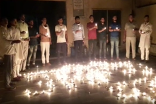 Protest against rising unemployment in the country by lighting a lamp