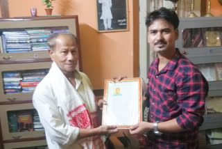 ghana baruah felicitated by purbayan grou