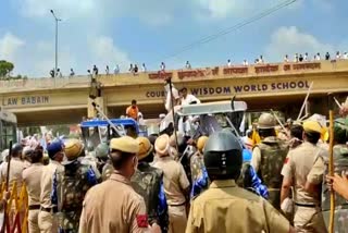 police lathicharge on farmers in kurukshetra