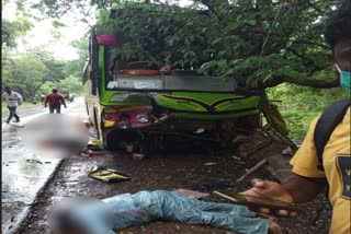 Private bus, Bike collide: two death on spot