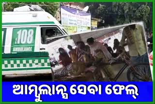 patient carried in a trolley,  unavailabilityof 108 ambulance, health service in bhadrak, ସ୍ବାସ୍ଥ୍ୟ ବିଭାଗର ଅପାରଗତା, ଟ୍ରଲିରେ ବୁହାହେଲ ରୋଗୀ, ଫେଲ ମାରିଲା 108 ଆମ୍ବୁଲାନ୍ସ, ଭଦ୍ରକରେ ସ୍ବାସ୍ଥ୍ୟ ସେବା