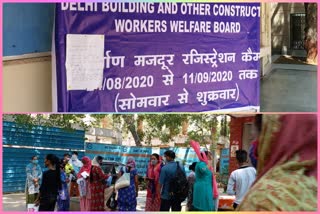 On the last day of the construction workers registration camp workers arrived in large numbers for registration