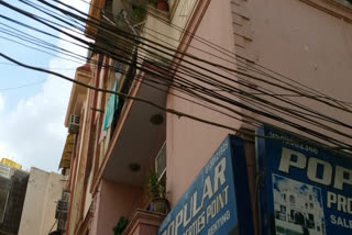 Electric wire hanging on poles