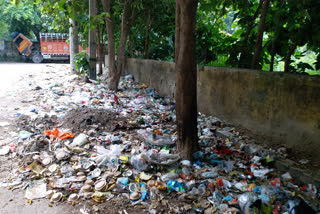 garbage dump outside the school in Narela