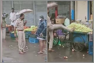 police attack on roadside sellers  kannur police news  കണ്ണൂര്‍ പൊലീസ് വാര്‍ത്തകള്‍  കണ്ണൂര്‍ ടൗണ്‍ എസ്‌ഐ  കണ്ണൂര്‍ വാര്‍ത്തകള്‍