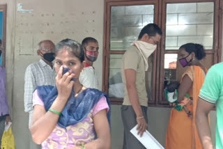 People seen following social distancing at Municipal Corporation office in Sultanpuri