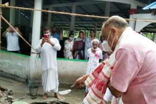 Found stone laid by Minister Ranjit Dutta at Bihali