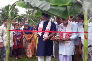 Foundation stone laid for Tample Wall In Chhaygaon