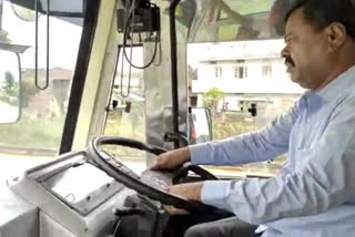 MLA Renukacharya again drove the KSRTC bus In Davangere