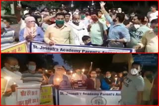 Ghaziabad private school is demanding forcible admission charge parents performed candle march