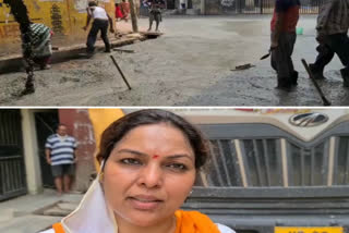 Councilor Aarti Yadav from Mehrauli ward repaired roads of the area