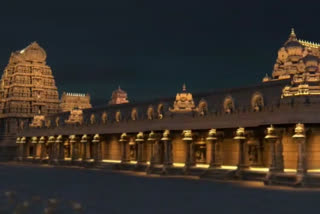 yadadri temple visual with lights at night